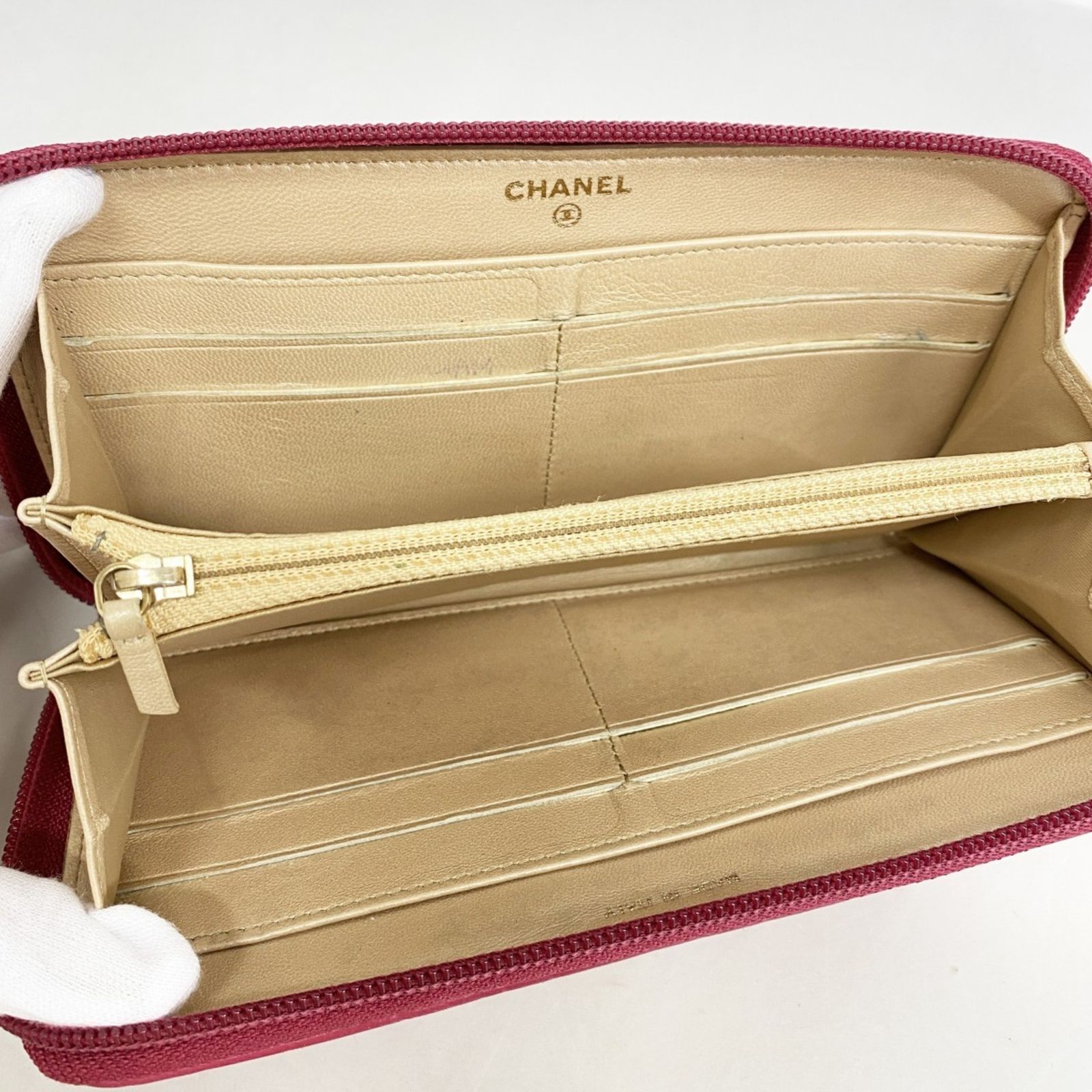 値下げ！シャネル 長財布 カンボンライン カメリア　ラムスキン　ピンク シャネル(Chanel) シャネル 長財布 カンボン ラムスキン