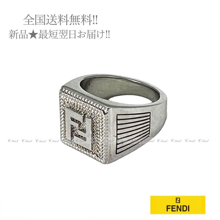 FENDI フェンディ リング シルバー ギロッシュ FF ロゴ メンズ