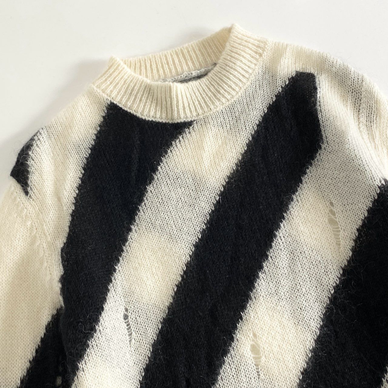 80h12 OFF-WHITE オフホワイト MOHAIR DIAG SWEATER モヘアニット 