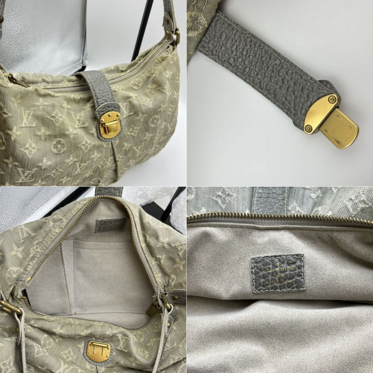 LOUIS VUITTON　ルイヴィトン　モノグラム　デニム　グレー　スライトリー　ショルダーバッグ　M95834　 レディース【中古商品】Monogram Denim Slightly Shoulder Bag HIBUOCHI VINTAGE