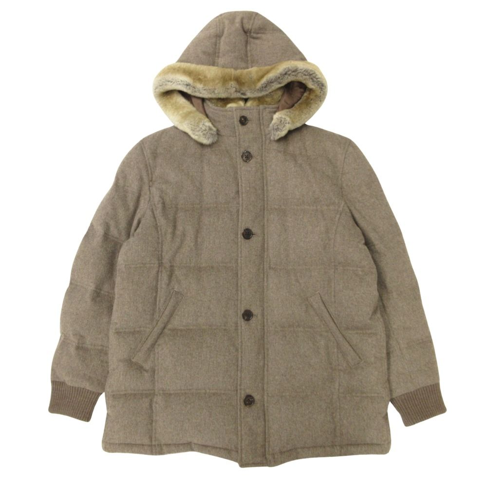 PAPAS Loro Piana パパス ロロピアーナ カシミヤ ダウン ジャケット コート ブルゾン レックスファー L 茶 ブラウン メンズ 古着
