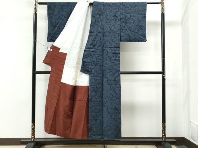 平和屋着物○本塩沢 麻の葉文様 証紙付き 正絹 逸品 未使用 CAAS6928yc