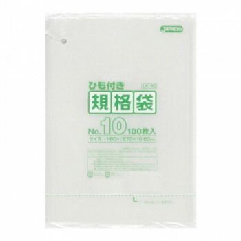ジャパックス LD規格袋 厚み0.030mm No.10 ひも付き 透明 100枚×10冊×6箱 LK10