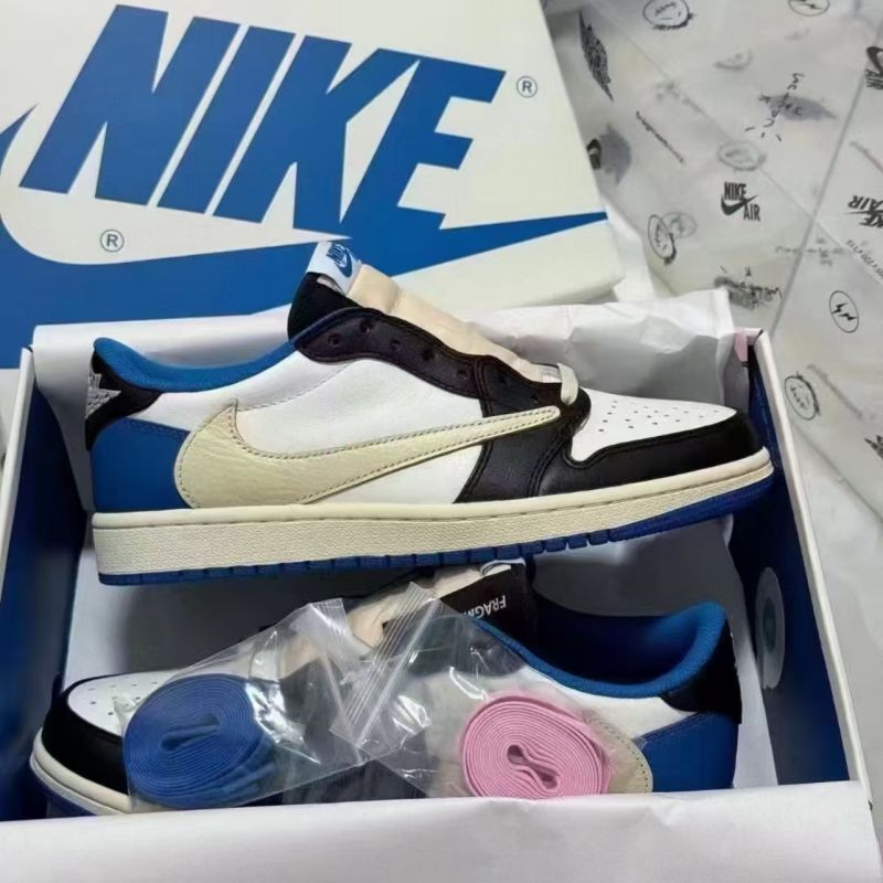 Nike Air Jordan 1 Low OG SP トラヴィススコット フラグメント ナイキ エアジョーダン1 ロー OG SP ミリタリー ブルー ユニセックススニーカー