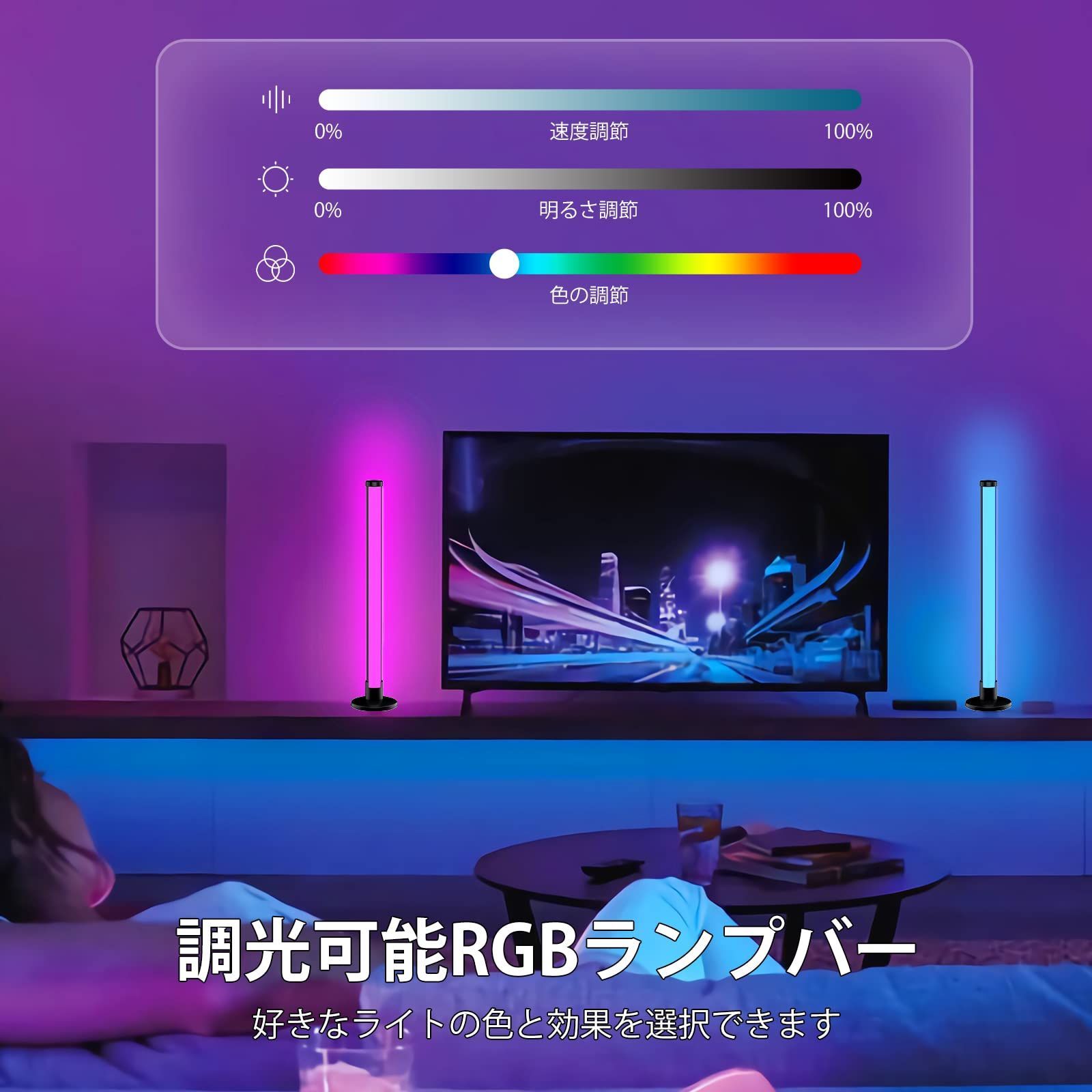 LED RGB ゲーミングライト 雰囲気ライト 音楽同期 1600万色 可調光調色 明るさ調節 ゲーム用ライト APP&リモコン制御 テレビ、ゲーム、PC、パーティー、娯楽、部屋の装飾  リズムランプ - メルカリ