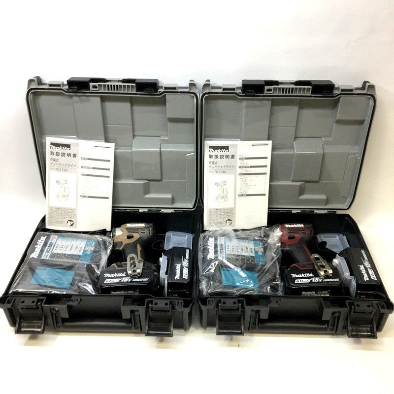 マキタ makita 充電式インパクトドライバ TD173DGXAB TD173DGXAR 2台セット 18V 色 ブラウン レッド 純正品 DW3568
