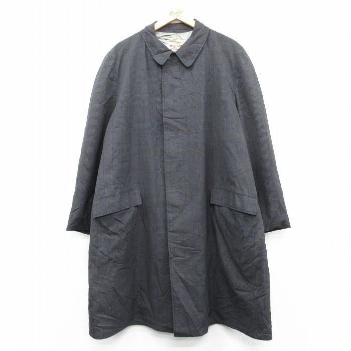 XL/古着 長袖 ステンカラー コート メンズ 90s 大きいサイズ ロング丈 濃グレー他 チェック 25jan25 中古 アウター