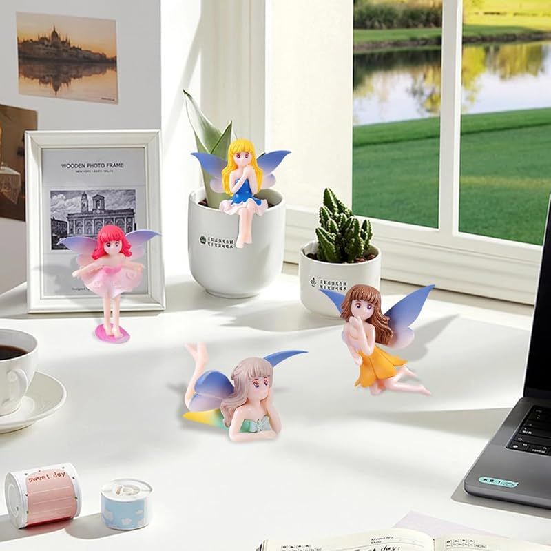 Voyyphixa ミニチュア 花の妖精 精霊 フィギュア ミニ置物 4個セット