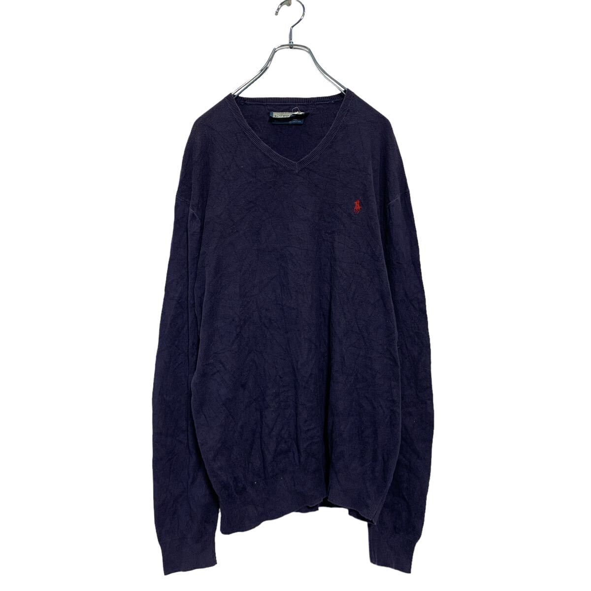 Polo Ralph Lauren コットン ニット セーター L ネイビー ポロラルフ 