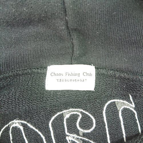 ◇ ⊇ Chaos fishing club てきとうにやっちゃうよ？ 長袖 パーカー サイズL ブラック レディース E ◇ ⊇ Chaos fishing club てきとうにやっちゃうよ？ 長袖