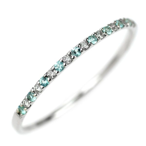 K18WG パライバトルマリン ダイヤモンド リング 0.08ct D0.10ct