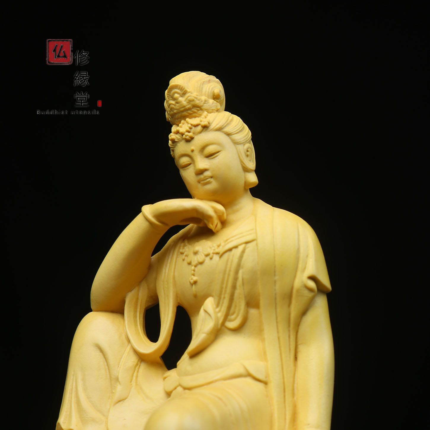 MD264『観音』観音菩薩 仏教美術 柘植製高級木彫り東洋風水木彫仏像 