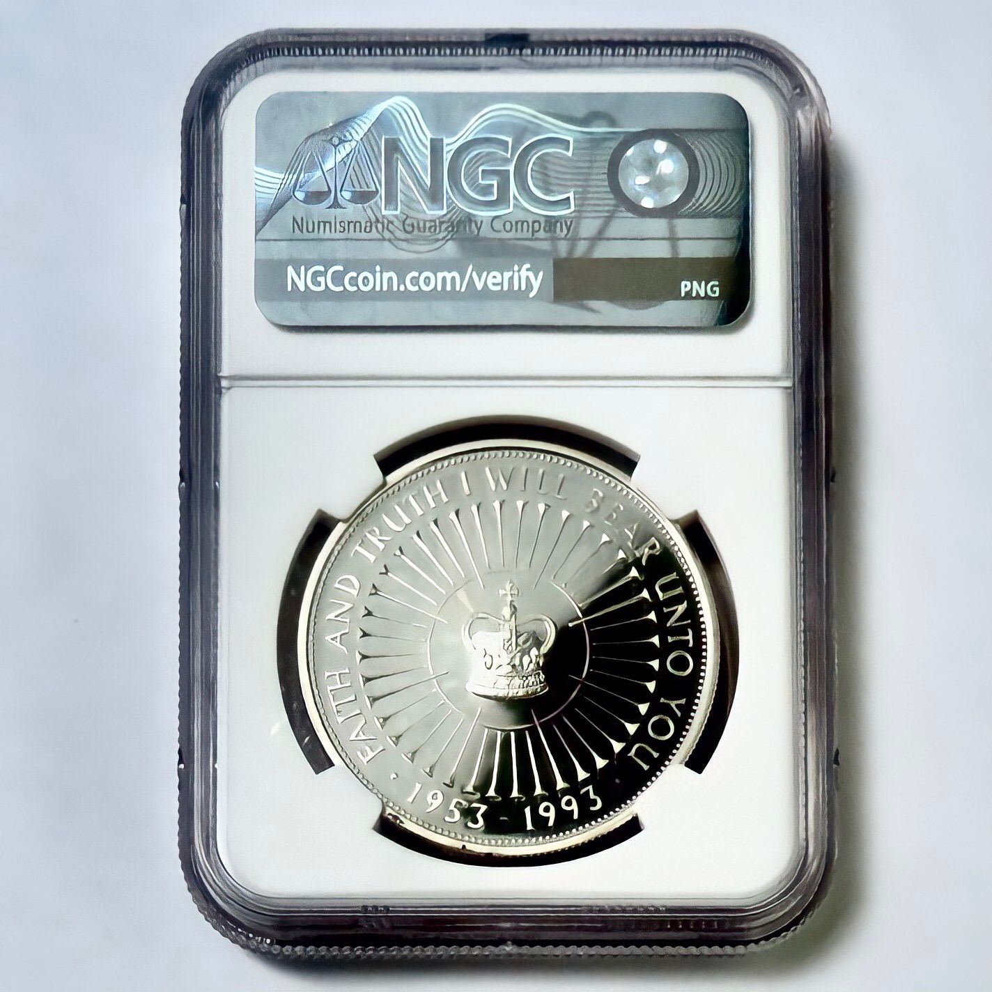 1993 エリザベス女王即位40周年 £5 プルーフ銀貨 NGC PF69UC