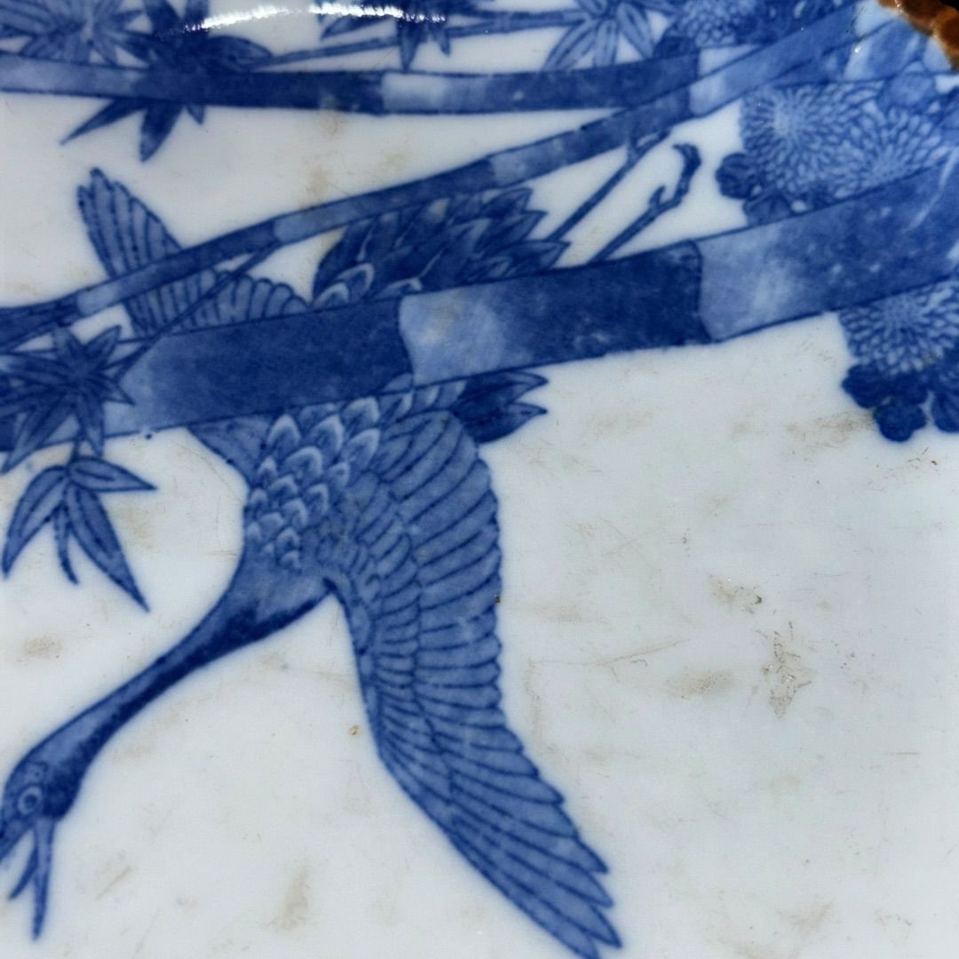 鶴文 イゲ皿 明治~大正 銘あり コレクション 飾り皿 骨董 - メルカリ