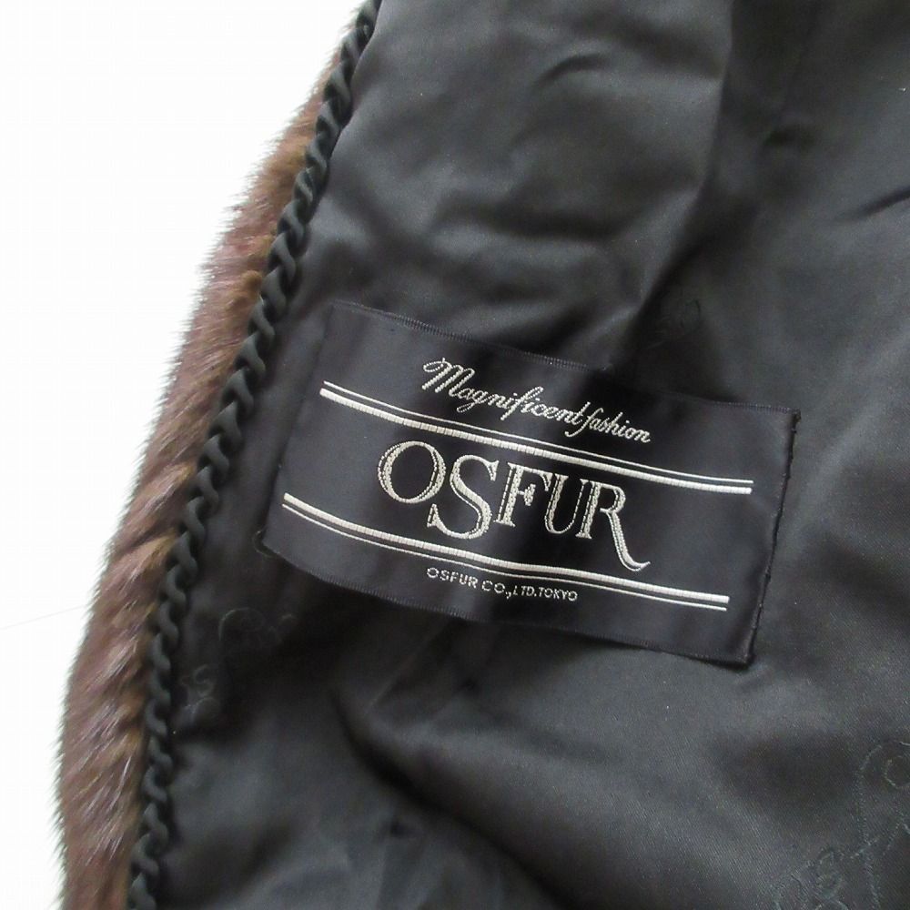 OSFUR ミンク 本毛皮 リアルファー ハーフコート ブラウン レディース