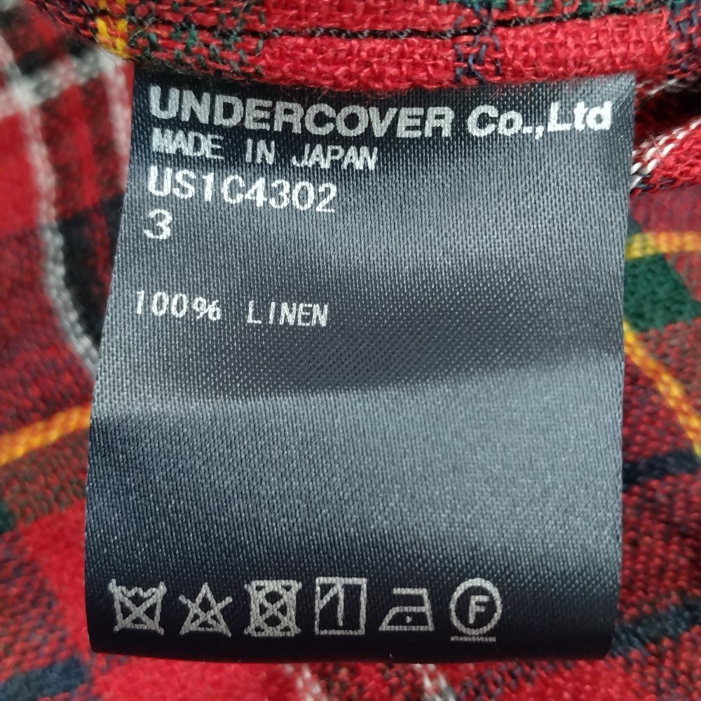 the shepherd UNDERCOVER シェパード アンダーカバー 品番US1C4302 タータンチェック リネン ステンカラーコート サイズ 3 正規品 / 34667