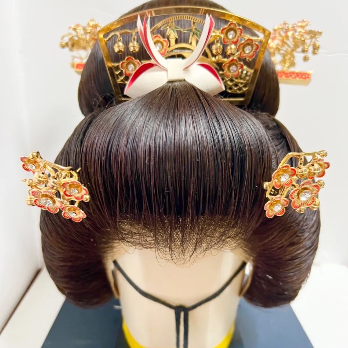 激安一掃花嫁かんざし　MK4　松竹梅　朱色・金色　塗り物 ヘアアクセサリー