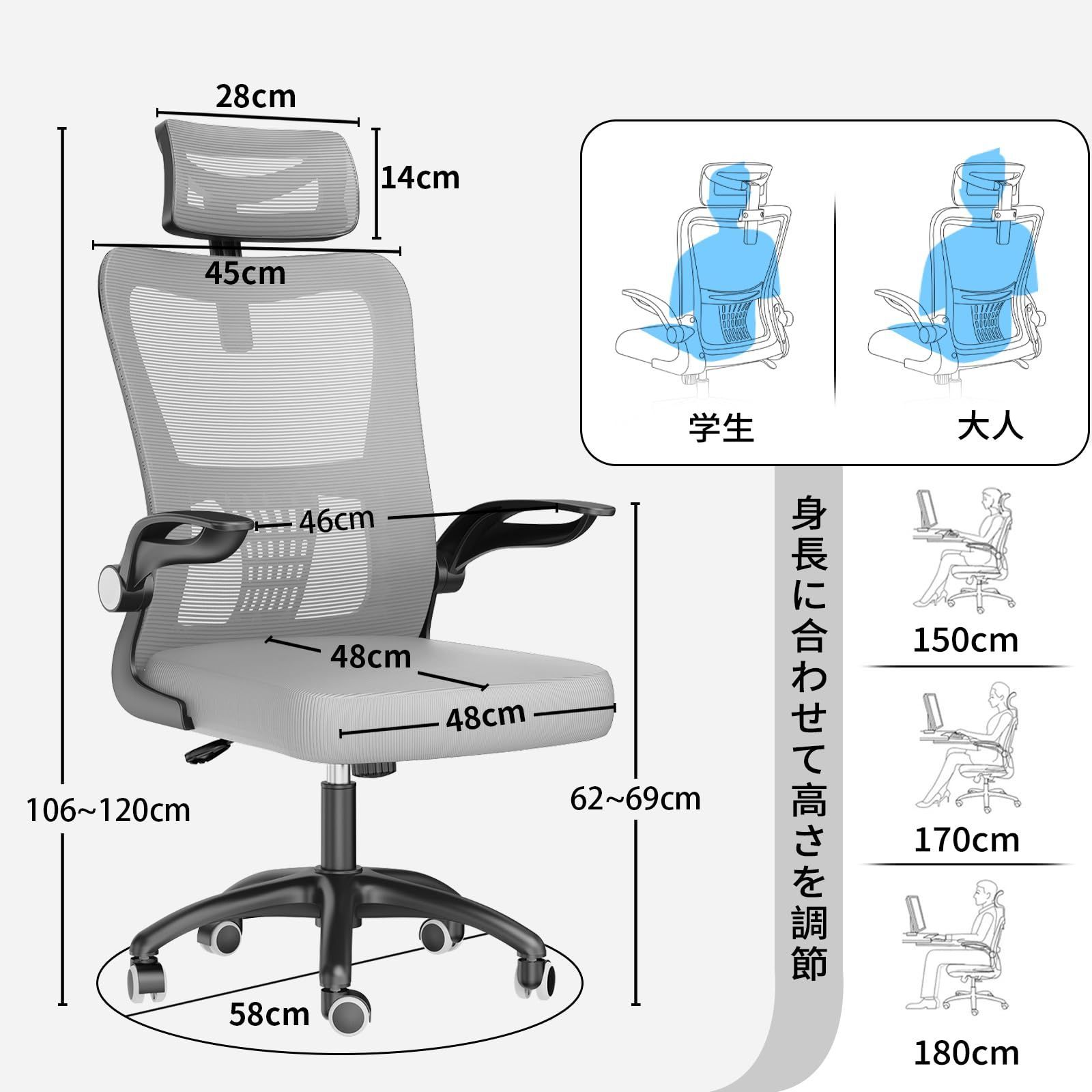 オフィスチェア ZXhome デスクチェア パソコンチェア 人間工学椅子