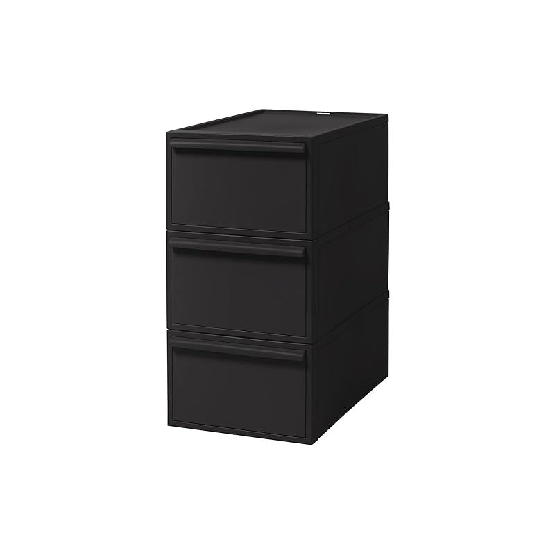 ライクイット (like-it) 収納ボックス クローゼットシステム 引出し (M) 3個組 オールブラック CS-D2 3P 奥行き52cm 衣装ケース 衣類収納 届いてすぐに使える 0