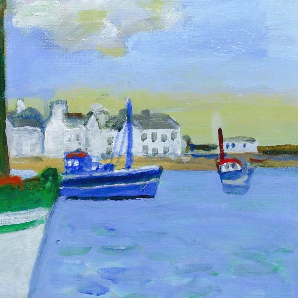 真作 WISH 田村孝之介 色とりどりの船 ブルターニュ 油彩 6号 漁船が