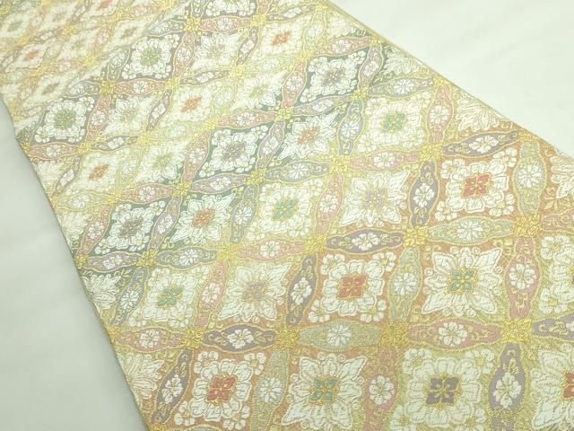 平和屋本店□極上 六通柄袋帯 唐織 七宝花菱文 金糸 やまと誂製 逸品