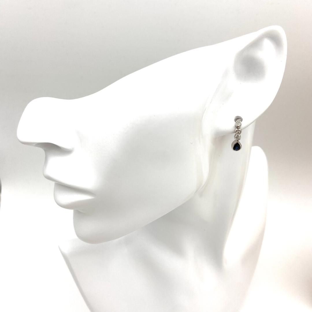 サファイア ピアス K9 2.2g しずくモチーフ