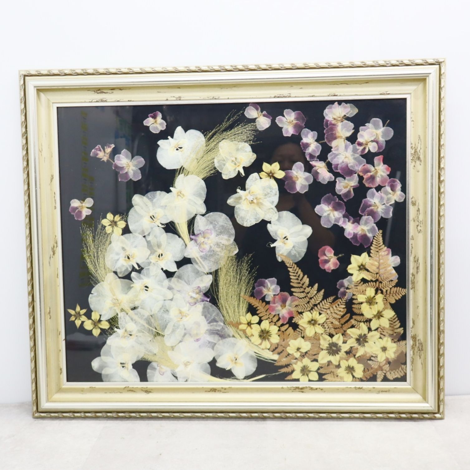 押し花アート　フラワーアート　インテリア ▽インテリアに!!! 約66×78.5×4cm｜額入り 押し花 ｜ アート