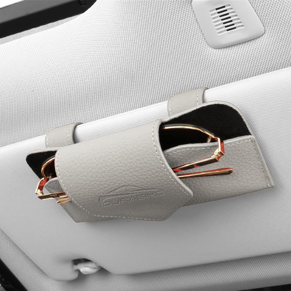 【新着商品】取り付け簡単 カーサンバイザー用 車内整理 マグネット開口 レザー素材 ほとんどの車種に適用 メガネ/サングラス収納 サンバイザーポケット サングラスホルダー 車用メガネケ