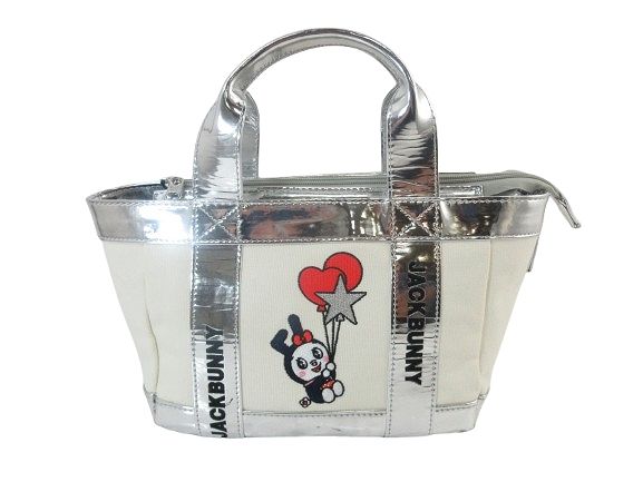 ジャックバニー JACKBUNNY × ドラえもん コラボ ドラミちゃん バッグ ハンド ゴルフ カート キャンバス メタリック 刺繍 ワンポイント ホワイト QQQ