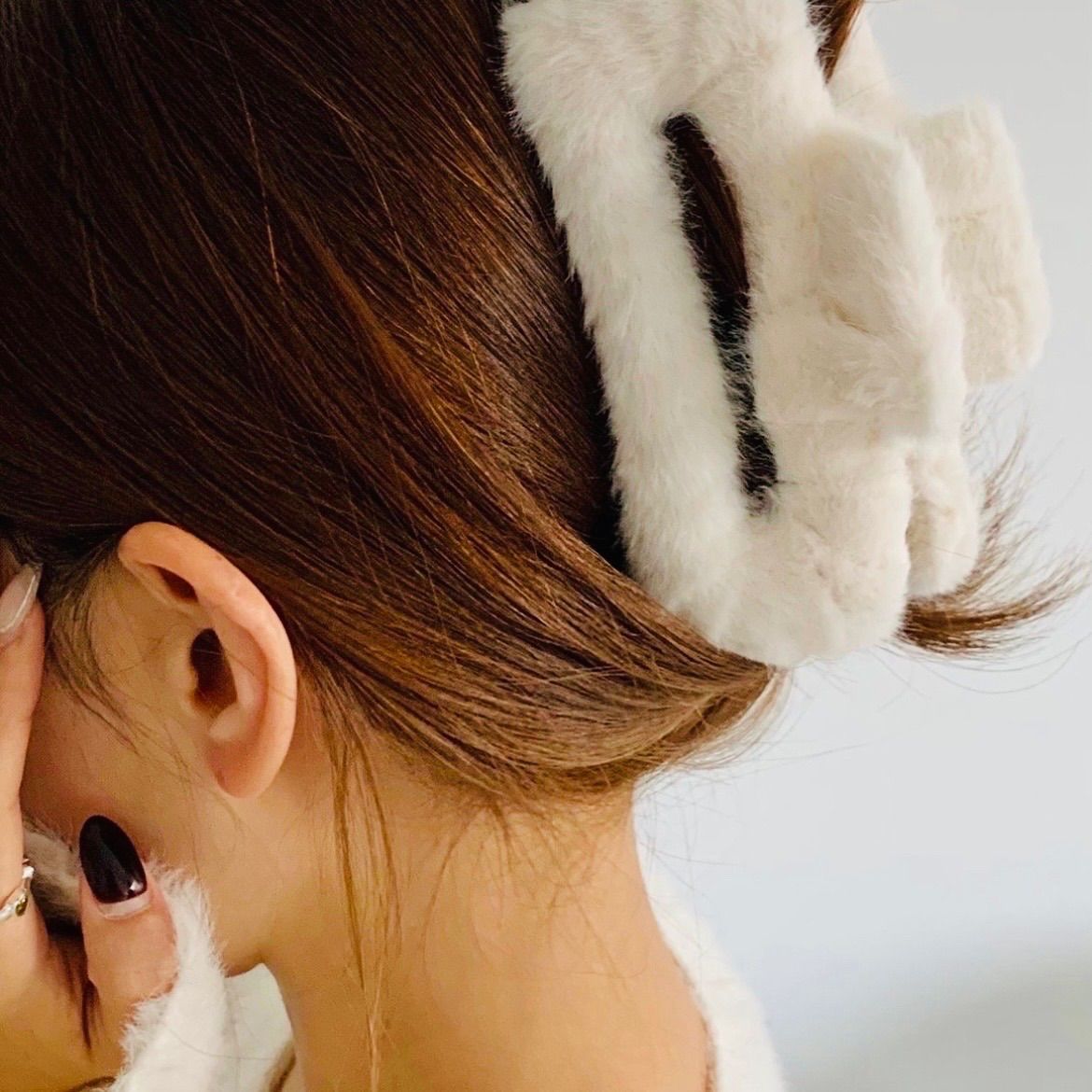 ベージュ ヘアクリップ まとめ髪 韓国風 お洒落 - ヘアアクセサリー