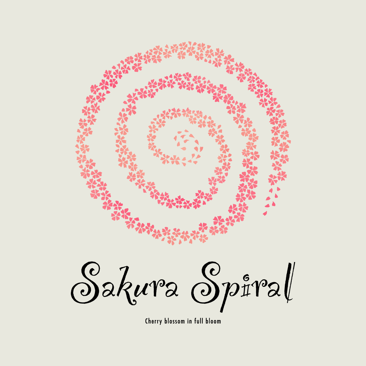 グラフィックロングTシャツ　Sakura Spiral Color