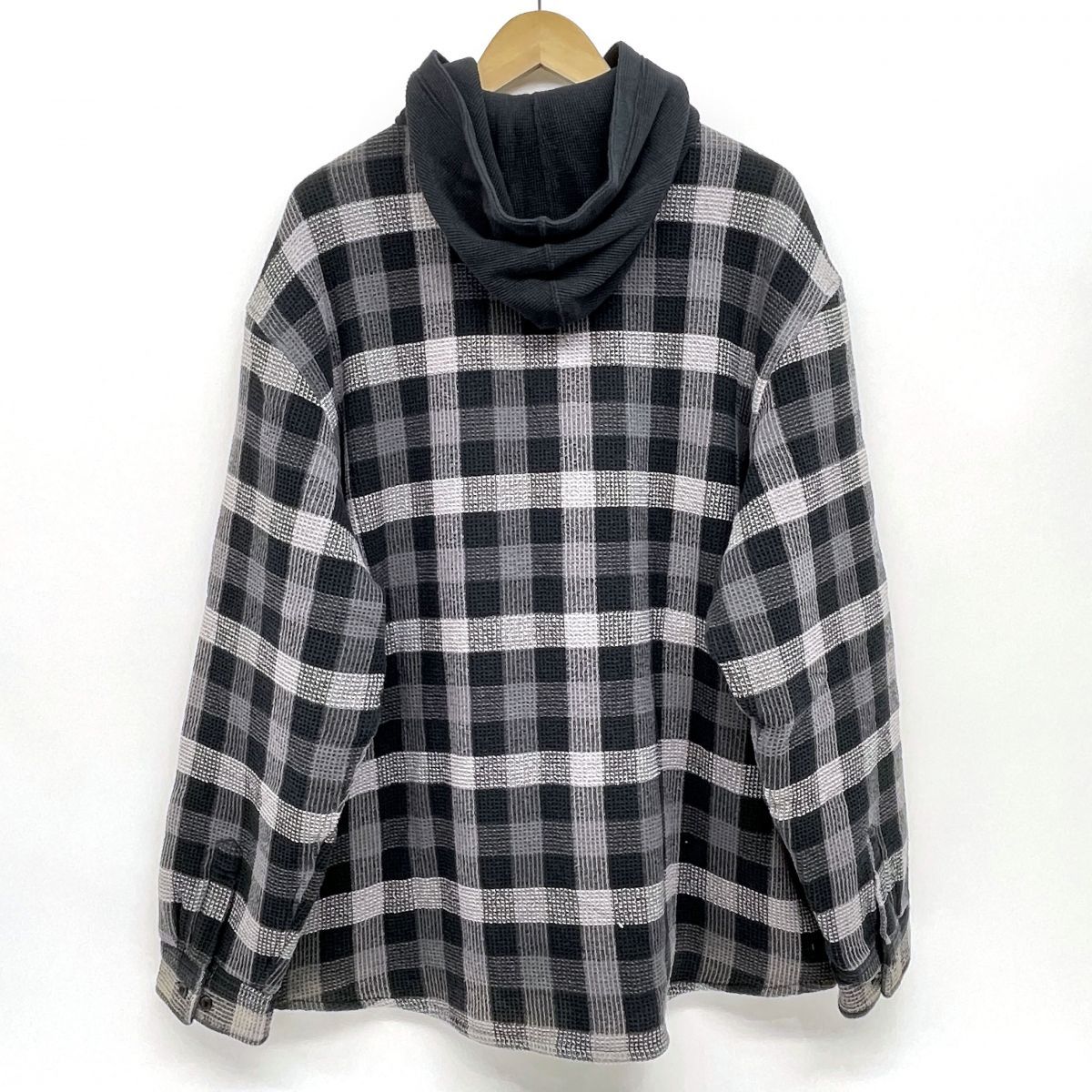 Supreme シュプリーム Waffle Plaid Hooded Shirt ワッフルプレイドフードシャツ XLサイズ