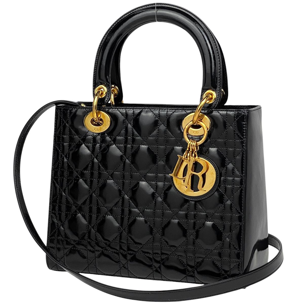 Dior ブラック トートバッグ　パテントレザー　エナメル Dior ブラック トートバッグ パテントレザー エナメル Dior