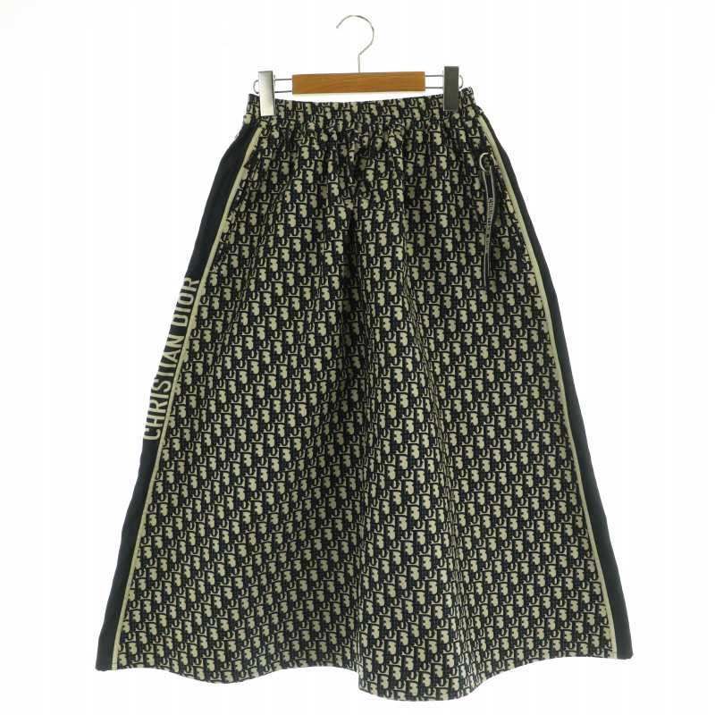 クリスチャンディオール Christian Dior オブリーク ジャガードスカート ロング フ 34 グレージュ 紺 ネイビー 127J24A2970 |NR OS