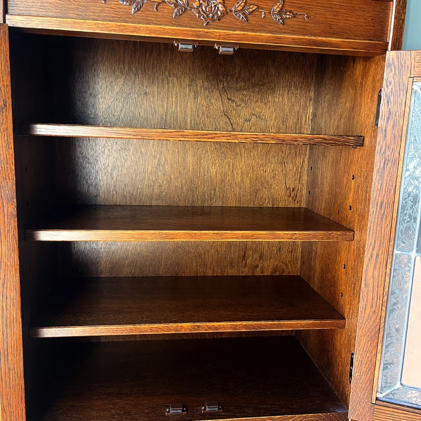 取付無料！三越家具 ブルージュ 天然木ステンドグラス扉アンティークキャビネット✨ 取付無料！三越家具 ブルージュ 天然木ステンドグラス扉