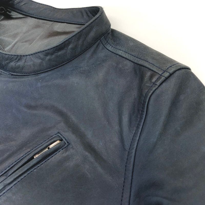 現状渡し品】NO ID. ノーアイディ レザースタンドカラーセミダブル