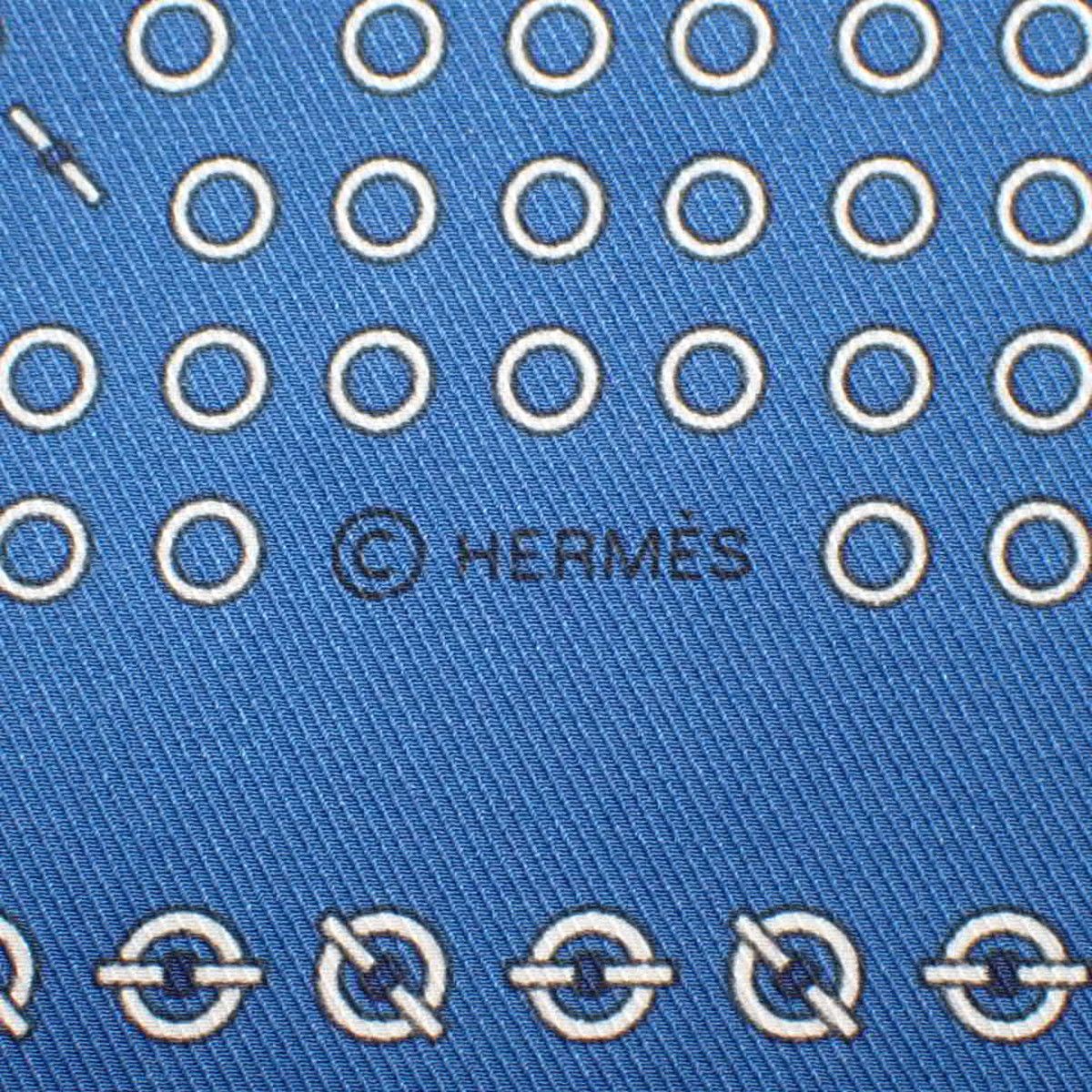 HERMES(エルメス) カレ45 ガヴロッシュ ブルー青 ホワイト白 シルク  
