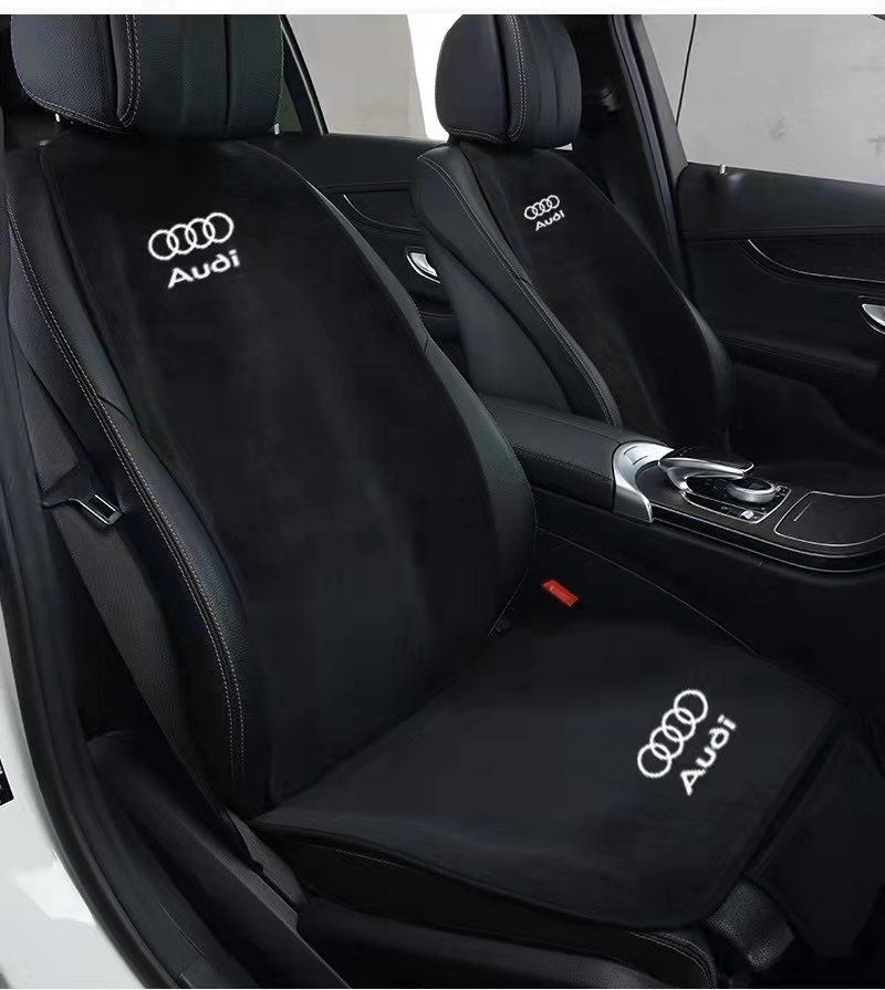 アウディ Audi 刺繍ロゴ入り 座布団 スエード素材 シートカバーセット ションシートカバー 座席の背もたれ 5点セット全席フルセット Q2 Q3 Q5 Q7 A3 A4 A6 A8 TT RS S3 6 8
