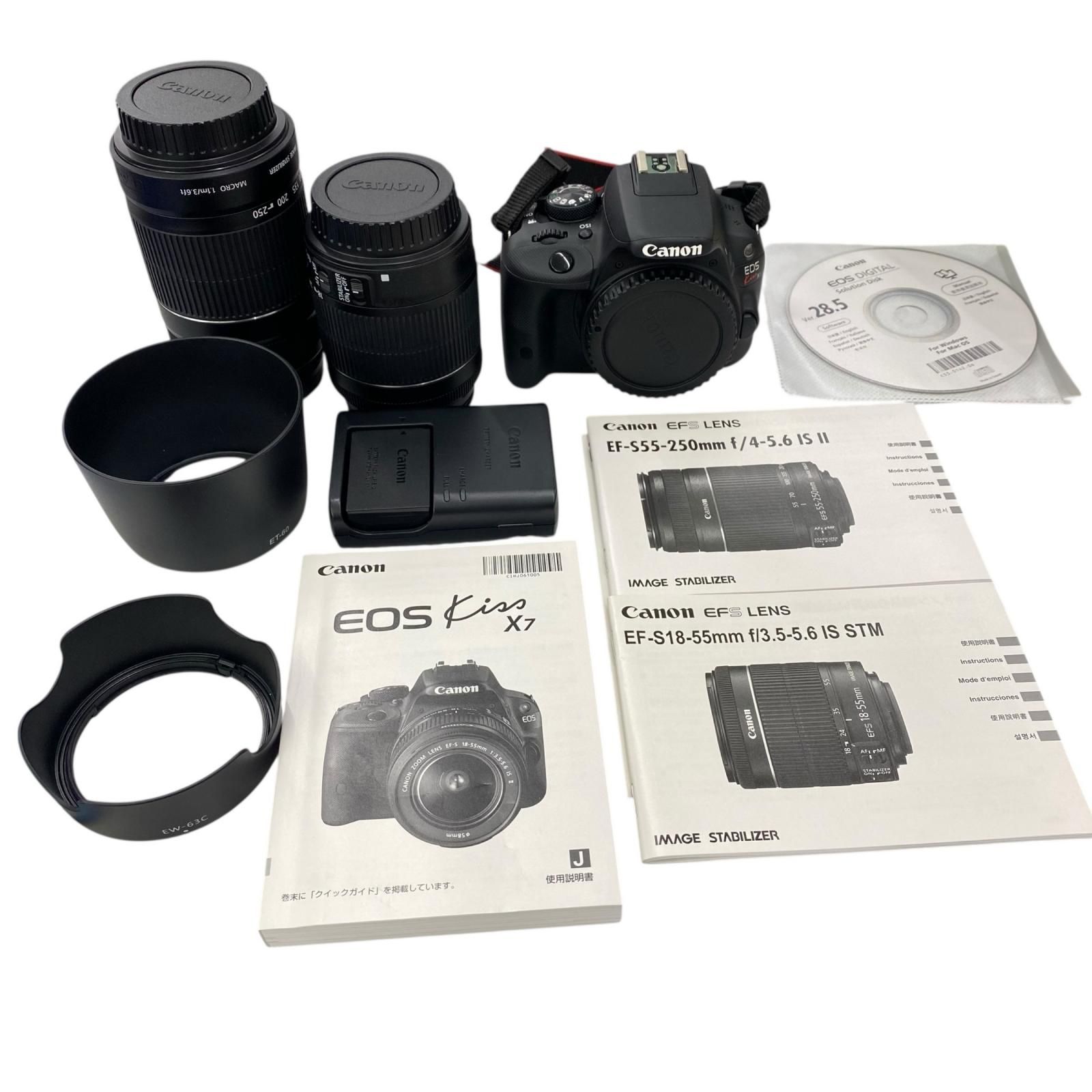 186000 現状品 canon キャノン CANON EOS Kiss X7 ダブルズームキット デジタル一眼レフ DS126441