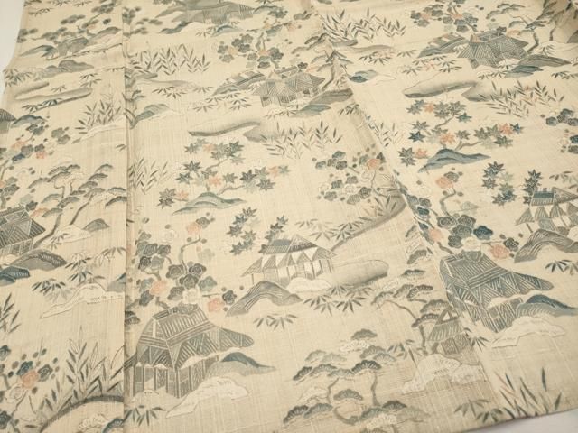 平和屋着物□極上 夏物 染織の名門 しょうざん 生紬 訪問着 風景
