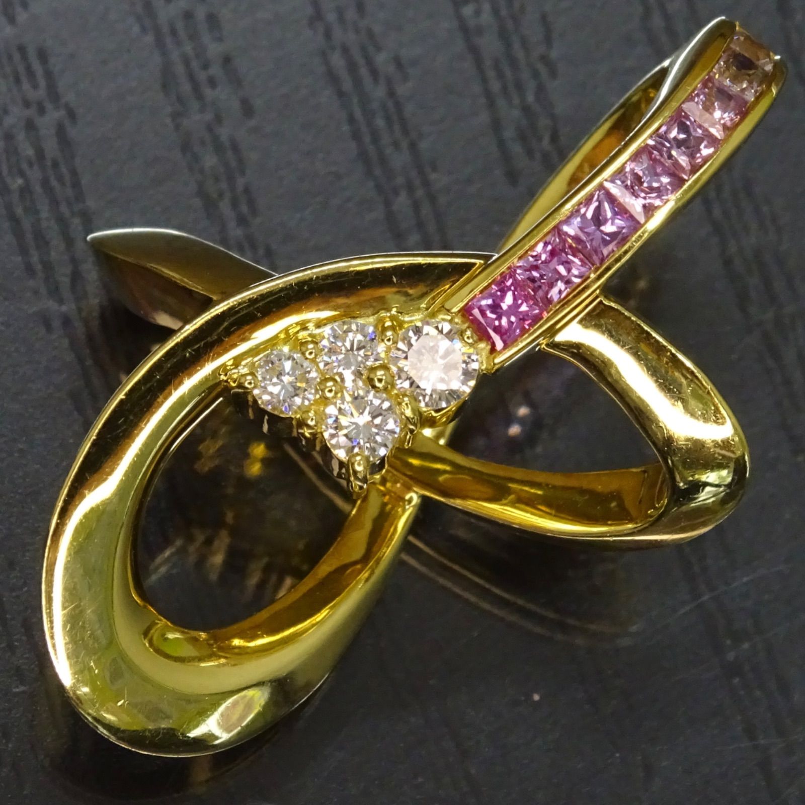 18金 ゴールド GOLD 750 K18 天然ピンクサファイア0.44ct 天然