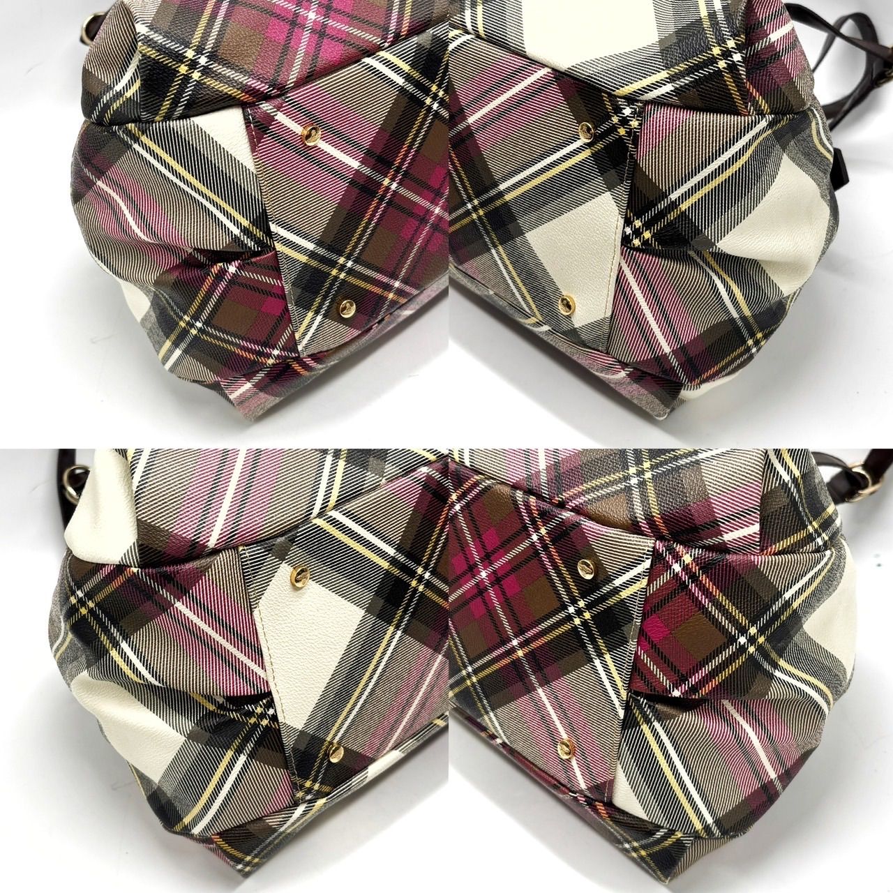 【良品】Vivienne ハラコ タータンチェック トートバッグ ブラウン ✨良品✨ Vivienne Westwood ヴィヴィアンウエストウッド ハンドバッグ