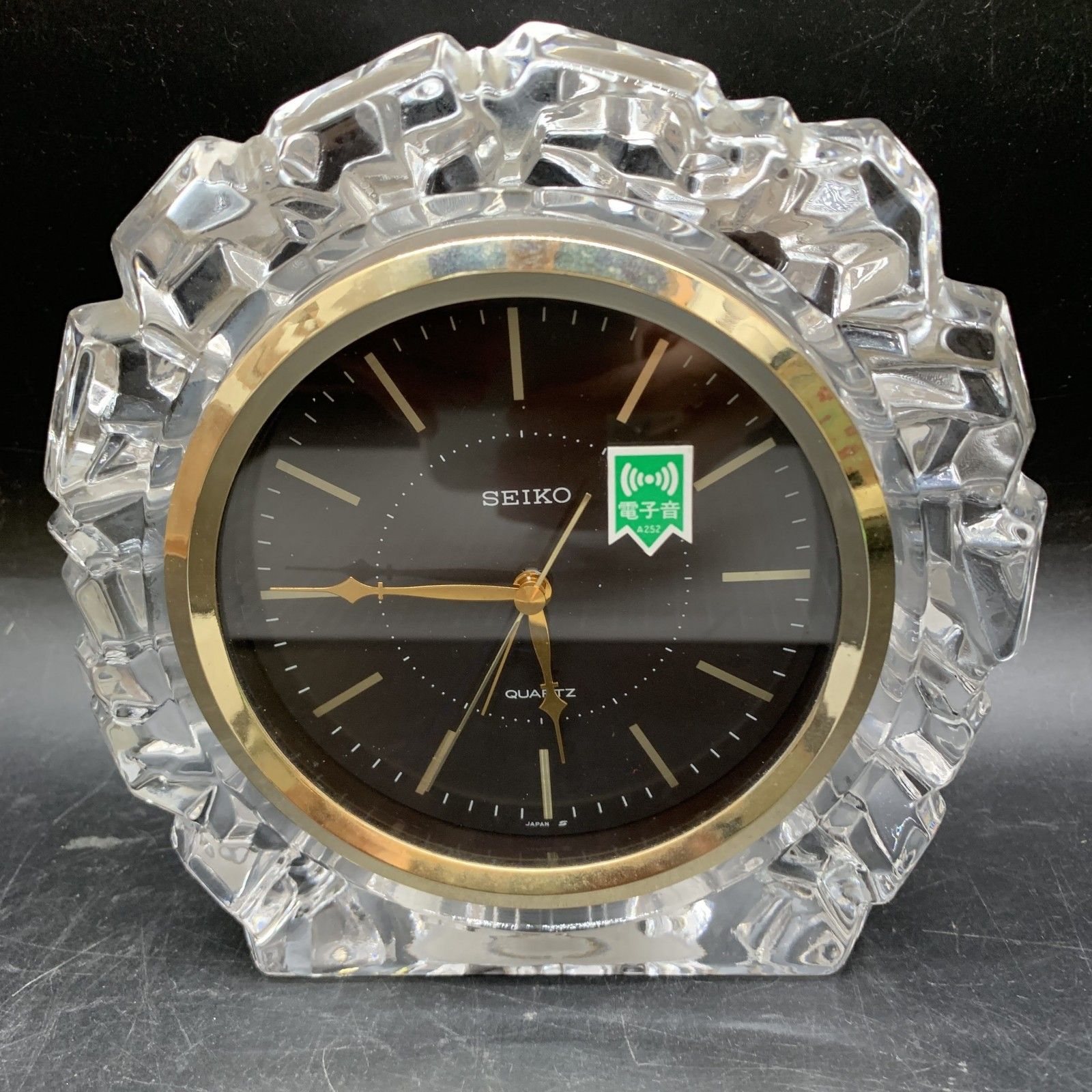 C312 可動 昭和レトロ SEIKO クリスタル置き時計 アンティーク 