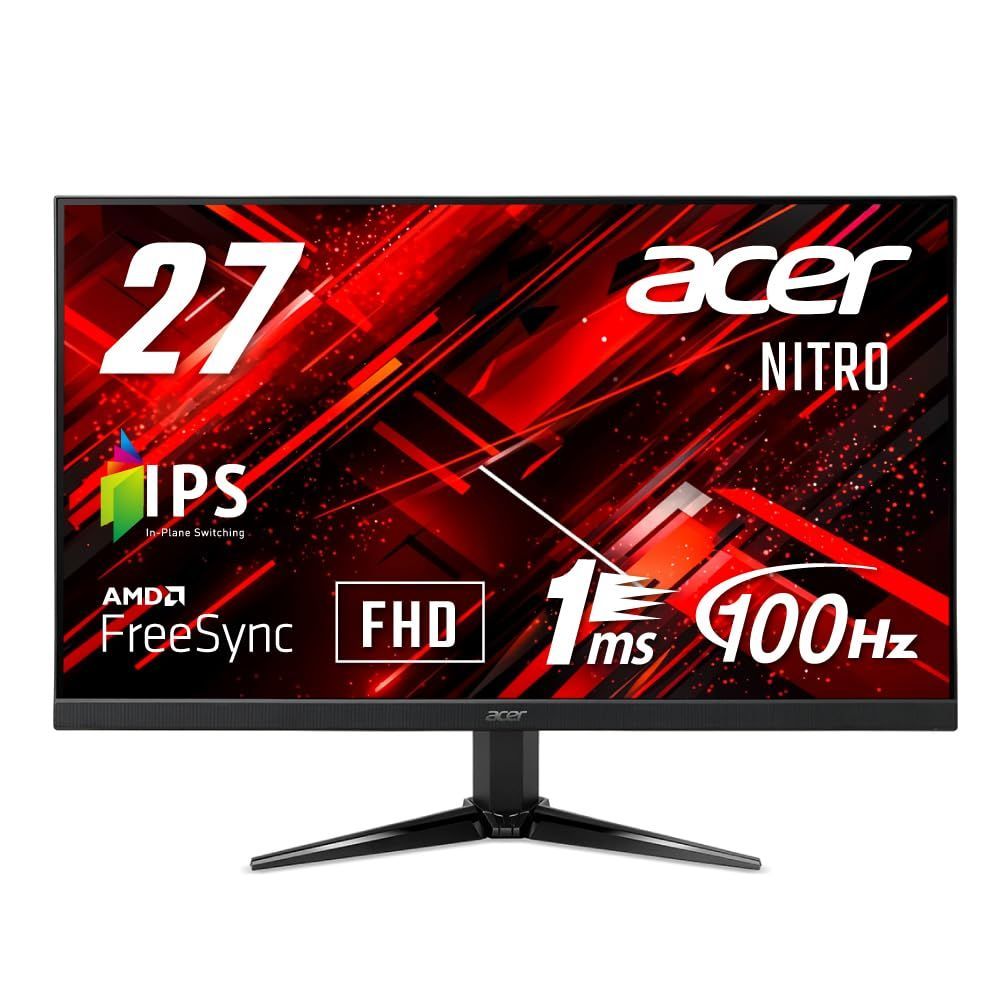 【在庫限り】27インチ IPS 非光沢 QG271Ebmiix フルHD 100Hz Nitro 1ms(VRB) PC/PS4/Switch向き HDMI ゲーミングモニター ミニD-Sub15 VESAマウント対応 Acer スピーカー内蔵 ヘッドホン端子