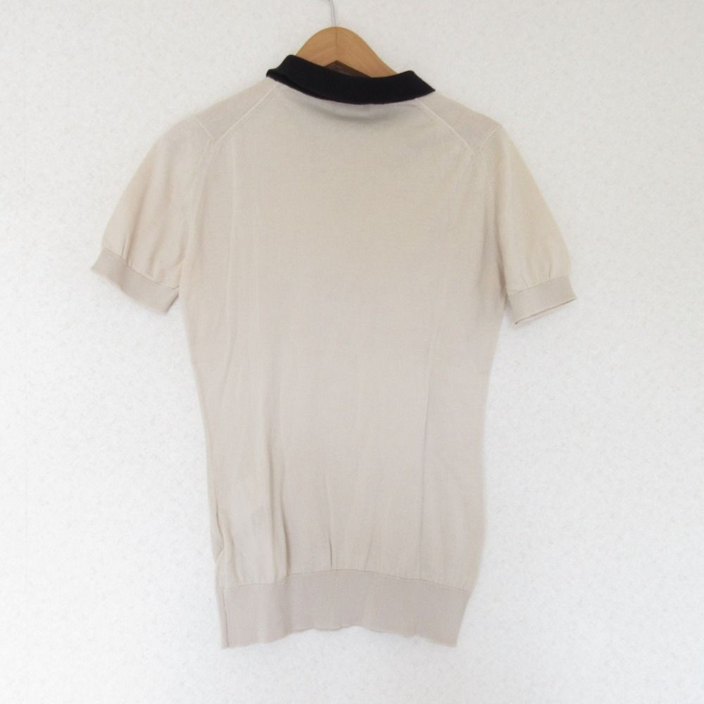 ジョンスメドレー　半袖ニット　コットン　ベージュ　S 美品 JOHN SMEDLEY ジョンスメドレー 半袖 襟付きニット