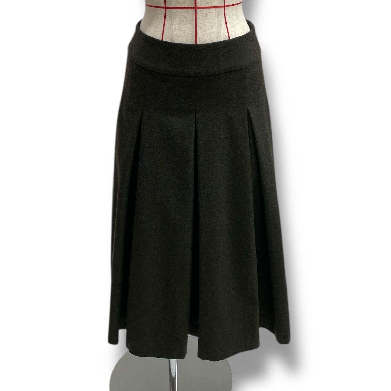 MARGARET HOWELL マーガレットハウエル FINE WOOL FLANNEL ファインウールフランネル プリーツスカート ロングスカート ブラウン 茶色 サイズI レディース 秋 ゴーゴー古着マルイ北千住店 22 No.1033