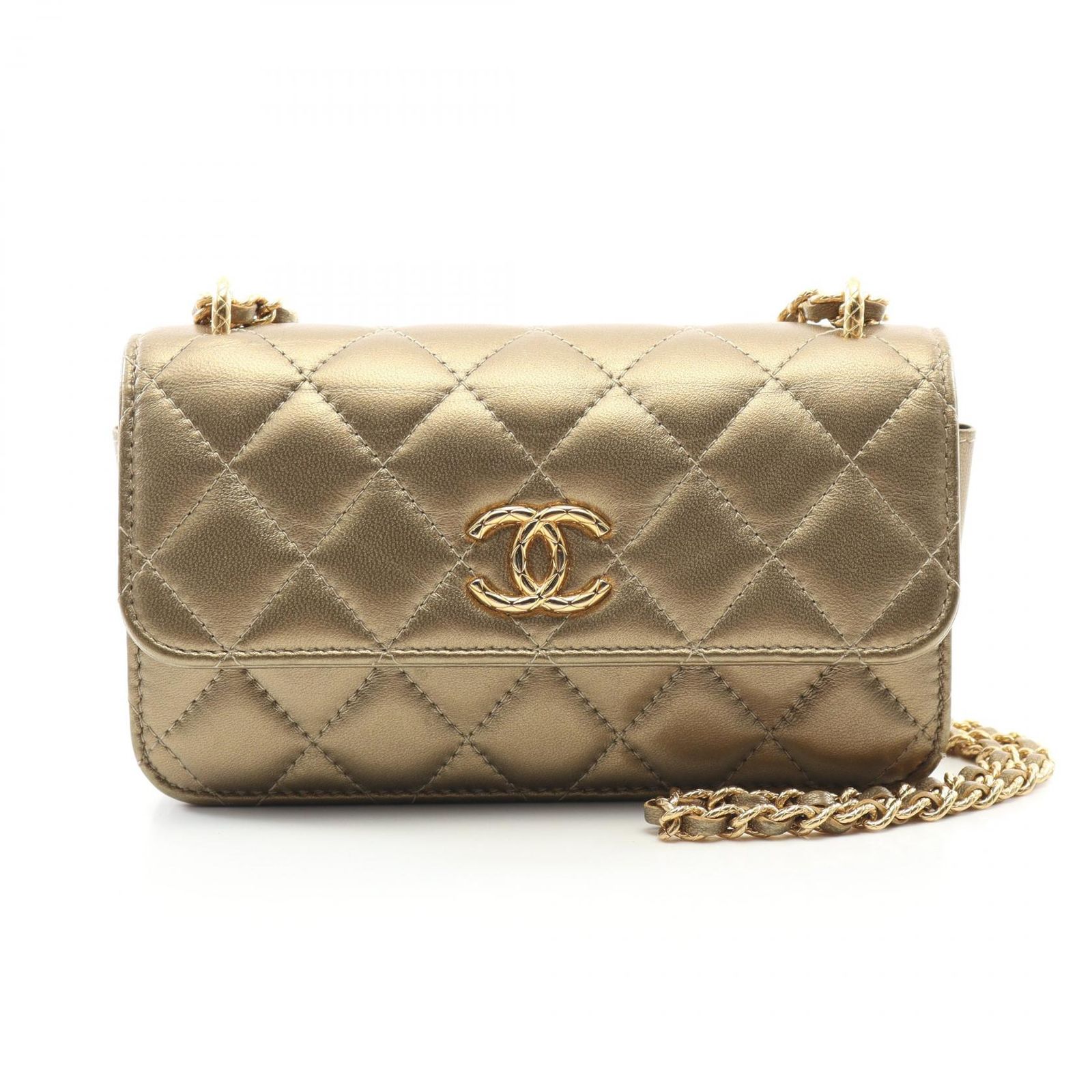 シャネル CHANEL ショルダーバッグ マトラッセ AP3106 ゴールド ラムスキン 羊革 マトラッセ チェーンウォレット レディース Used A