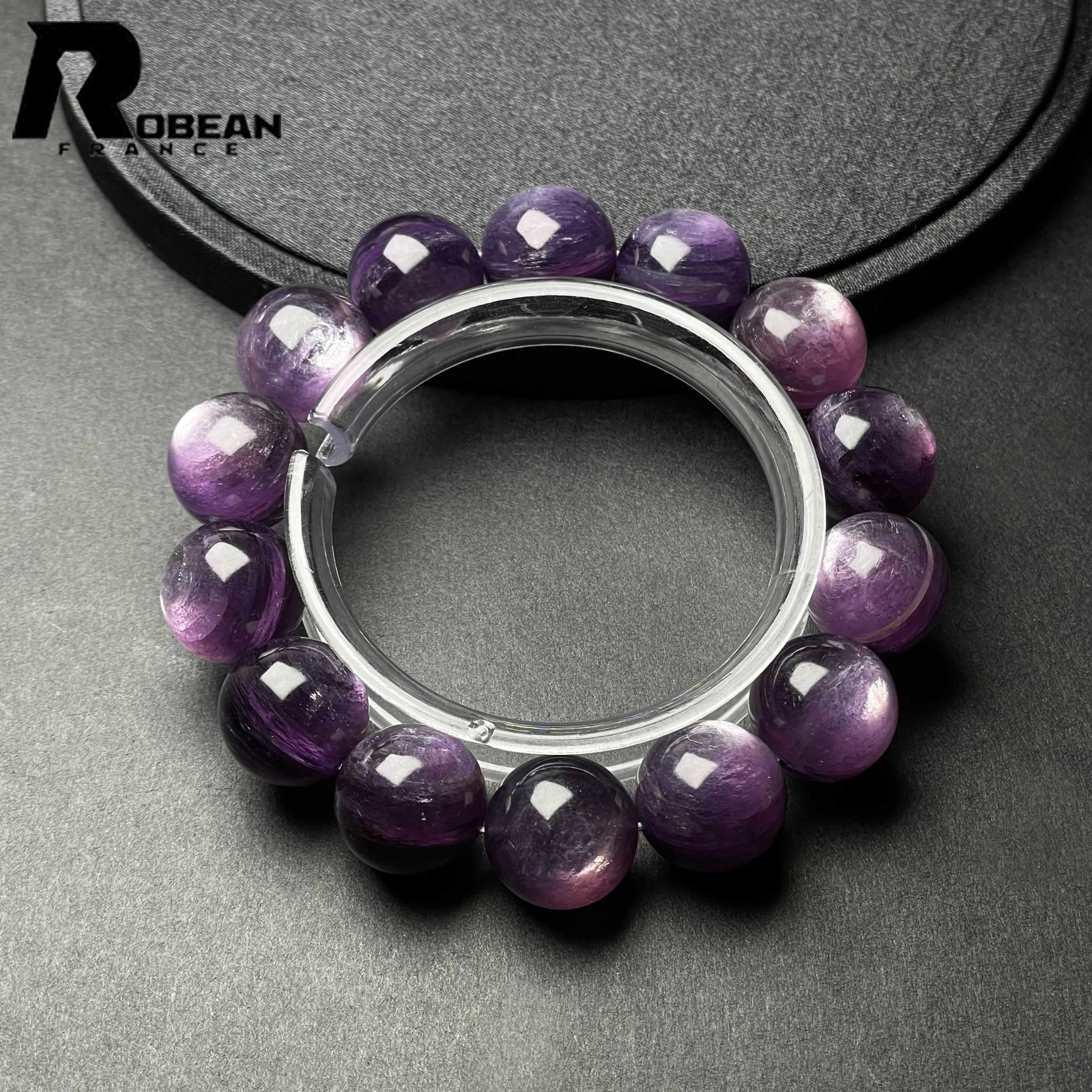 EU製 定価18万円 ROBEAN レピドライトパープルマイカ 雲母石 ブレスレット パワーストーン 天然石 開運 プレゼント1 16.2-16.5mm M1015721