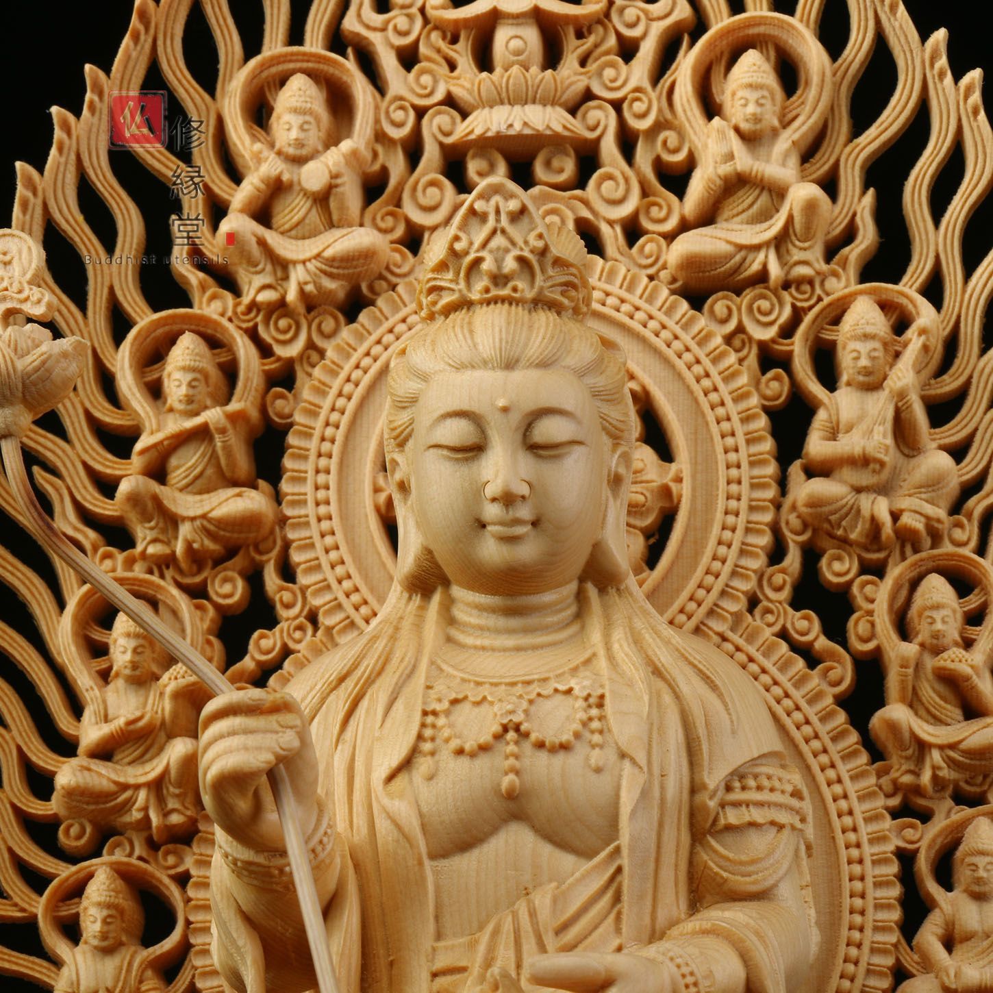 修縁堂】極上品 木彫り 仏像 薬師如来三尊座像 彫刻 仏教工芸品