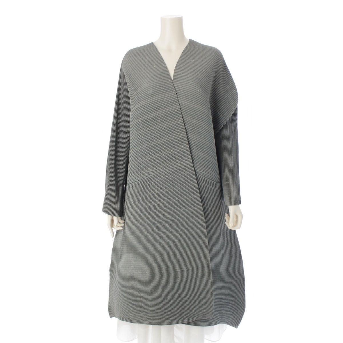 ISSEY MIYAKE プリーツ　ジャケット　アウター　グレー　Mサイズ ISSEY MIYAKE イッセイミヤケISSEY 裏メッシュストライプ